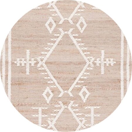 Safavieh 6 ft. 7 in. x 6 ft. 7 in. Heirloom Power Loomed Round Rug; Ivory & Navy HRL718A-7R
